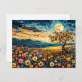 Abstracte waterverf illustratie van Volle Maan voo Briefkaart (Voorkant / Achterkant)