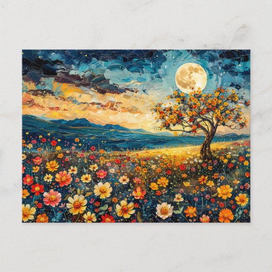 Abstracte waterverf illustratie van Volle Maan voo Briefkaart (Voorkant)