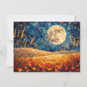 Abstracte waterverf illustratie van Volle Maan voo Briefkaart
