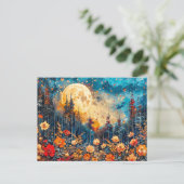 Abstracte waterverf illustratie van Volle Maan voo Briefkaart (Staand voorkant)