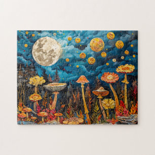 Abstracte waterverf illustratie van Volle Maan voo Legpuzzel