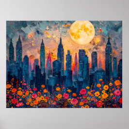 Abstracte waterverf illustratie van Volle Maan voo Poster