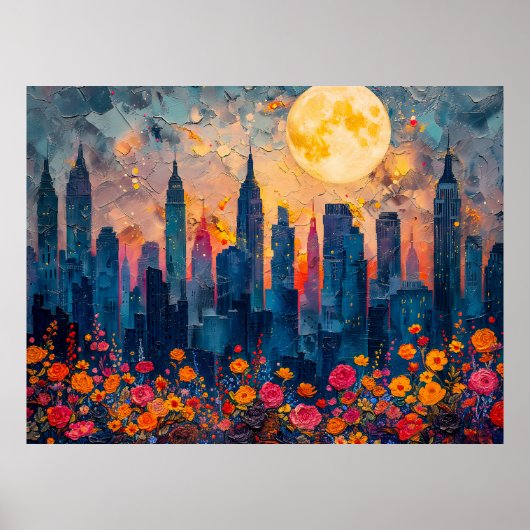 Abstracte waterverf illustratie van Volle Maan voo Poster (Voorkant)