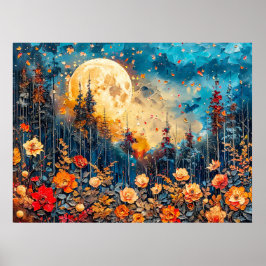 Abstracte waterverf illustratie van Volle Maan voo Poster