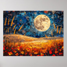 Abstracte waterverf illustratie van Volle Maan voo Poster