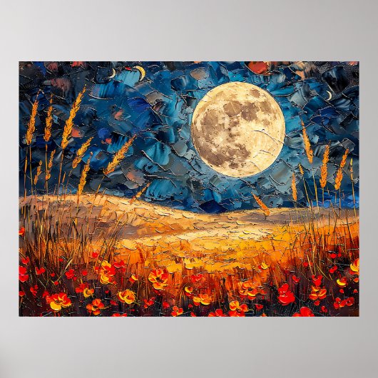 Abstracte waterverf illustratie van Volle Maan voo Poster (Voorkant)