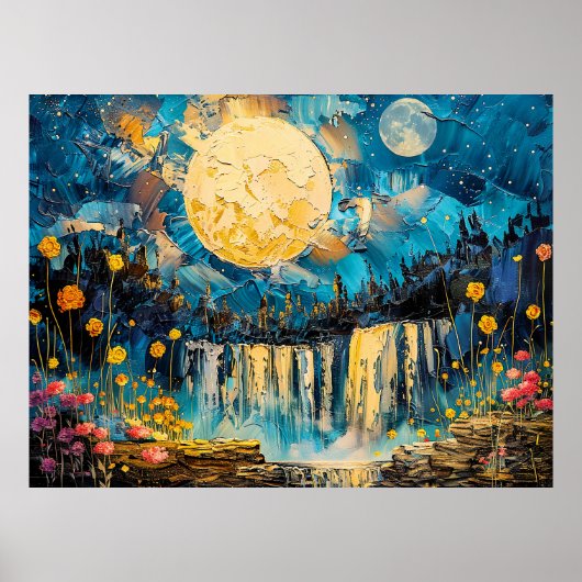 Abstracte waterverf illustratie van Volle Maan voo Poster (Voorkant)