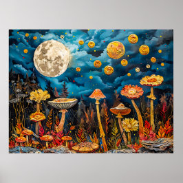 Abstracte waterverf illustratie van Volle Maan voo Poster