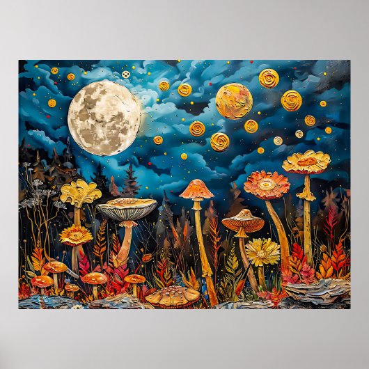 Abstracte waterverf illustratie van Volle Maan voo Poster (Voorkant)