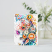 Abstracte Waterverf Illustratie van Zee Anemonen Briefkaart (Staand voorkant)
