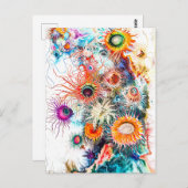 Abstracte Waterverf Illustratie van Zee Anemonen Briefkaart (Voorkant / Achterkant)