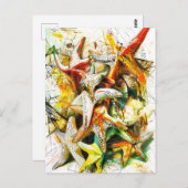 Abstracte Waterverf Illustratie van Zeester Briefkaart (Voorkant / Achterkant)