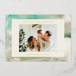 Abstracte Waterverf in Green Custom Photo Gold Folie Feestdagenkaart<br><div class="desc">Elegant Abstracte Waterverf in Green Custom Photo Gold Foil Holiday Kaart</div>