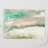 Abstracte Waterverf in Green Custom Photo Gold Folie Feestdagenkaart (Achterkant)