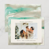 Abstracte Waterverf in groene aangepaste foto Feestdagenkaart (Voorkant / Achterkant)