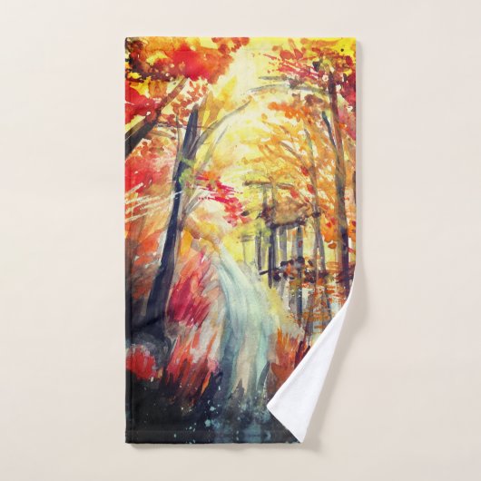 Abstracte waterverf in het najaar bad handdoek (Handdoek)