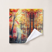 Abstracte waterverf in het najaar bad handdoek (Wasdoekje)