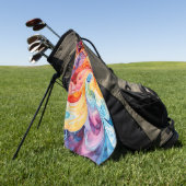 Abstracte Waterverf in zonsondergangkleuren Golfhanddoek (Groen)