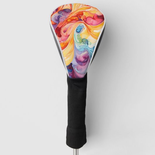 Abstracte Waterverf in zonsondergangkleuren Golfheadcover (Voorkant)