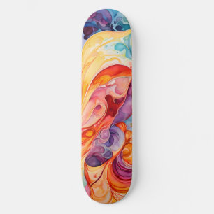 Abstracte Waterverf in zonsondergangkleuren Persoonlijk Skateboard