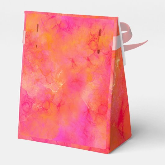 Abstracte Waterverf Ink Art Roze Sinaasappel Bedankdoosjes (Achterkant)