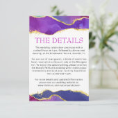 Abstracte Waterverf Ink Fuchsia Roze Paars Gold E Informatiekaartje (Staand voorkant)