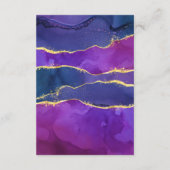 Abstracte Waterverf Ink Fuchsia Roze Paars Gold E Informatiekaartje (Achterkant)