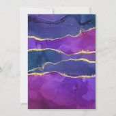 Abstracte Waterverf Ink Fuchsia Roze Paars Gold Kaart (Achterkant)