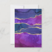 Abstracte Waterverf Ink Fuchsia Roze Paars Gold RSVP Kaartje (Achterkant)