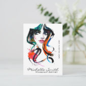 Abstracte Waterverf inkt kleurrijke vrouw make-up  Briefkaart (Staand voorkant)