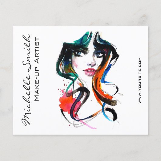 Abstracte Waterverf inkt kleurrijke vrouw make-up  Flyer (Voorkant)