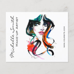 Abstracte Waterverf inkt kleurrijke vrouw make-up Flyer