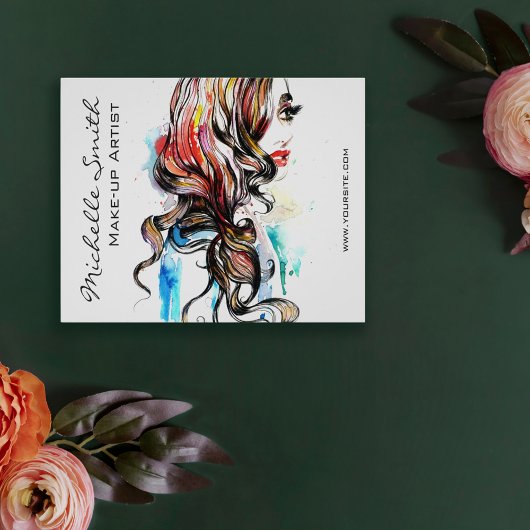 Abstracte Waterverf inkt kleurrijke vrouw make-up Flyer