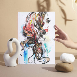 Abstracte Waterverf inkt kleurrijke vrouw make-up  Poster