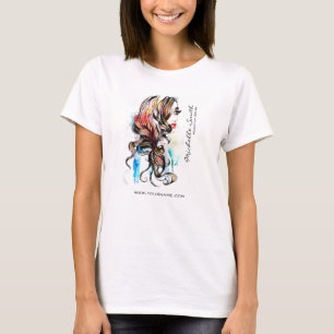 Abstracte Waterverf inkt kleurrijke vrouw make-up T-shirt