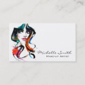 Abstracte Waterverf inkt kleurrijke vrouw make-up  Visitekaartje (Voorkant)