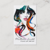 Abstracte Waterverf inkt kleurrijke vrouw make-up  Visitekaartje (Voorkant)
