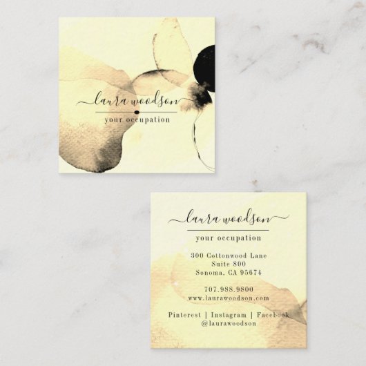 Abstracte Waterverf Inkt Shapes Interior Designer Vierkante Visitekaartje (Voorkant / Achterkant)