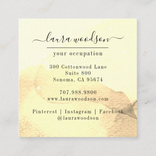 Abstracte Waterverf Inkt Shapes Interior Designer Vierkante Visitekaartje (Achterkant)