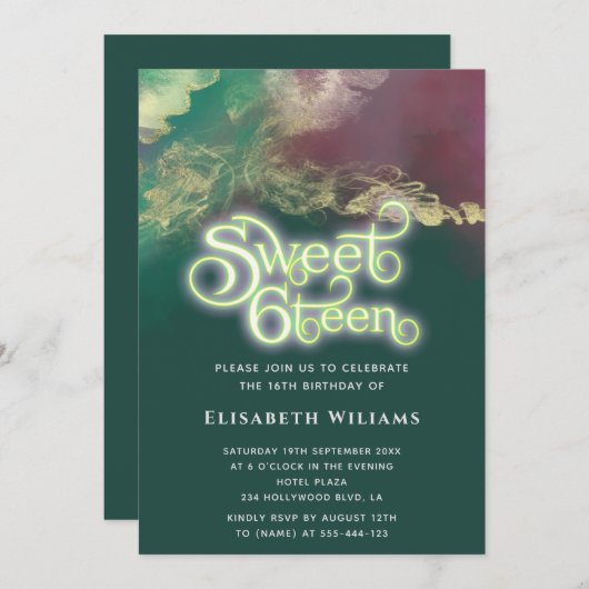 Abstracte waterverf Inktgoud Moderne Typografie Kaart (Voorkant / Achterkant)