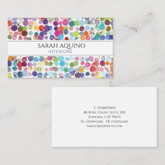 Abstracte Waterverf Interieur Designer Visitekaartje (Voorkant / Achterkant)