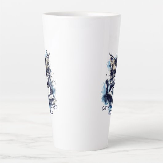 Abstracte Waterverf Katten Koffieboeken Latte Mok (Voorkant)