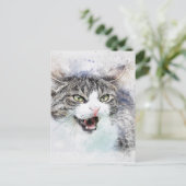 Abstracte waterverf kattenhuiskunst briefkaart (Staand voorkant)