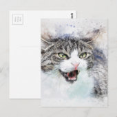 Abstracte waterverf kattenhuiskunst briefkaart (Voorkant / Achterkant)