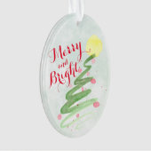 Abstracte Waterverf kerstboom Ovale foto Ornament (voorkant)