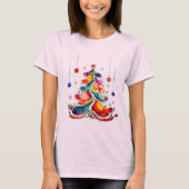 Abstracte Waterverf Kerstboom T-shirt (Voorkant)