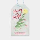 Abstracte Waterverf Kerstboom Vrolijk & Helder Cadeaulabel (Voorkant)