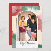 Abstracte Waterverf kerstfoto Feestdagenkaart (Voorkant / Achterkant)