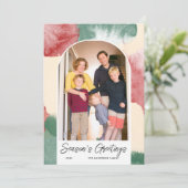 Abstracte waterverf kerstkaart met boogfoto (Staand voorkant)