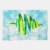 Abstracte waterverf Keuken met blauw kerstboom Theedoek (Horizontaal)